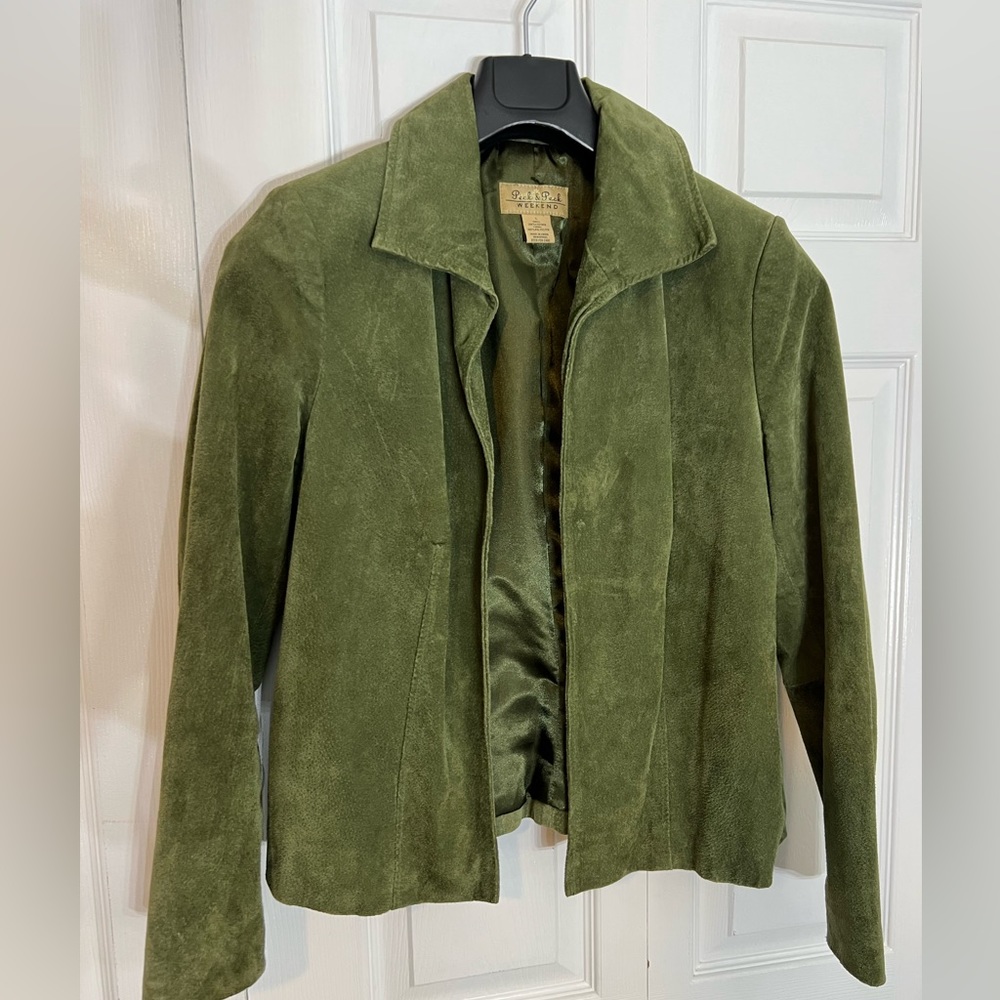 Green suede jacket size LARGE